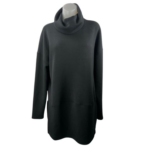 Spanx Air Essentials Womens Black Turtleneck Long Sleeve Mini Shift Dress Size L - Picture 1 of 4